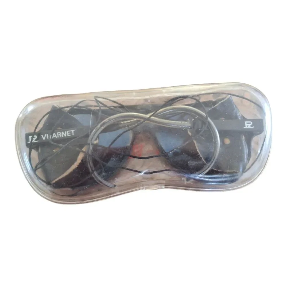 Vintage 80s Vuarnet Skilynx Sunglasses leather side blinkers nose guard w case